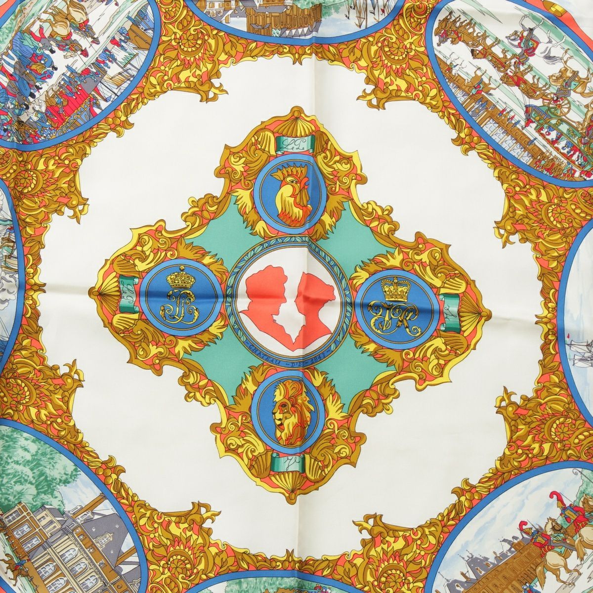 エルメス スカーフ 90cm 「仏英同盟」柄 エルメス カレ90 シルク 仏英