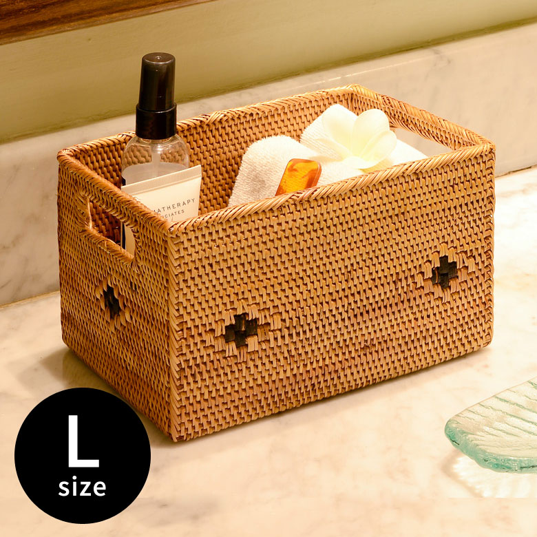 アタで編まれた取っ手付き収納ボックス[Iタイプ][2419]【収納