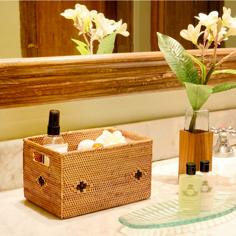 アタで編まれた取っ手付き収納ボックス[Iタイプ][2419]【収納