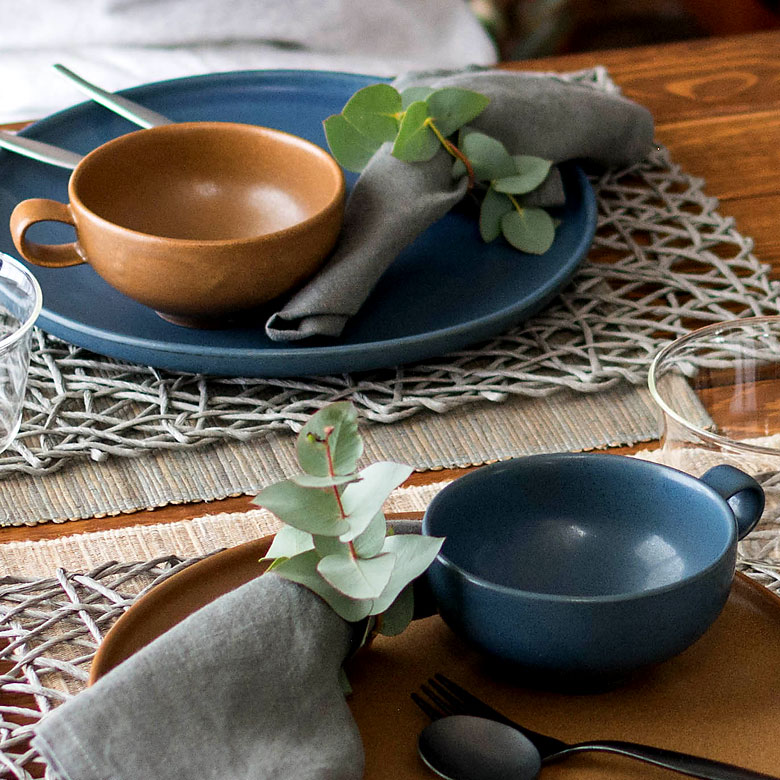 スープカップ 径14.9cm 陶器製 取っ手付き スープマグ [92087-bl 92087