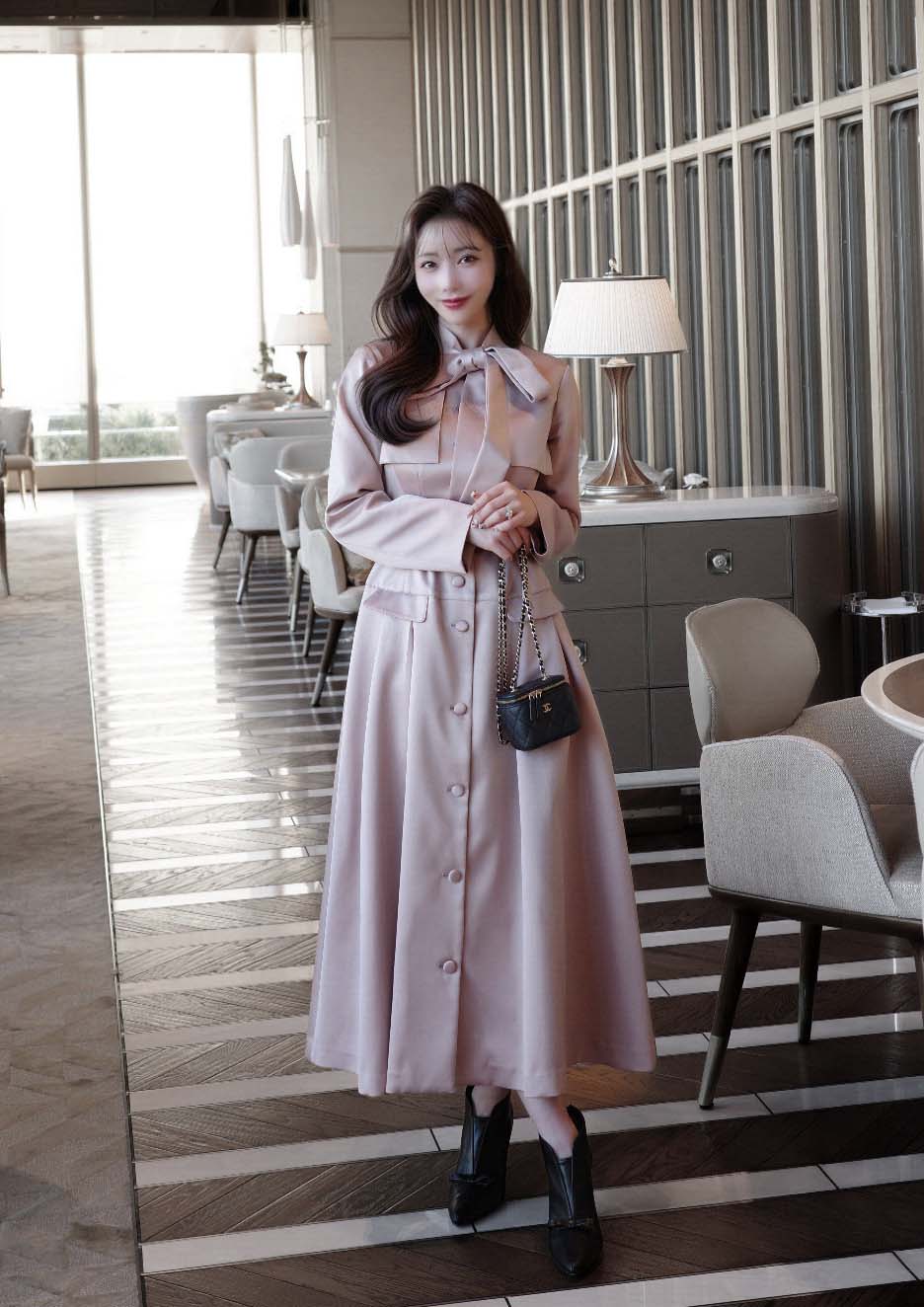 Bow-tie satin dress riu サテン ドレス Bow-tie satin dress – Riu