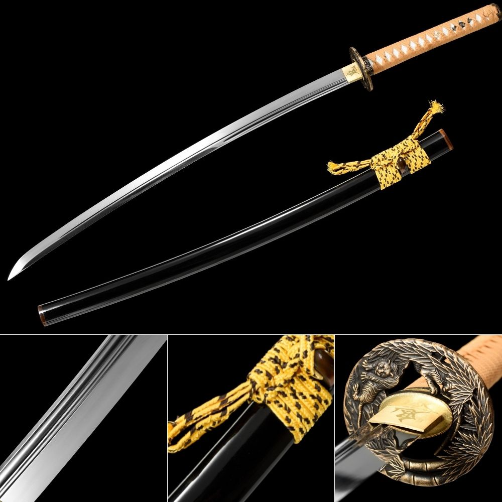 Spring steel Unokubi-Zukuri handmade katana black saya full tang