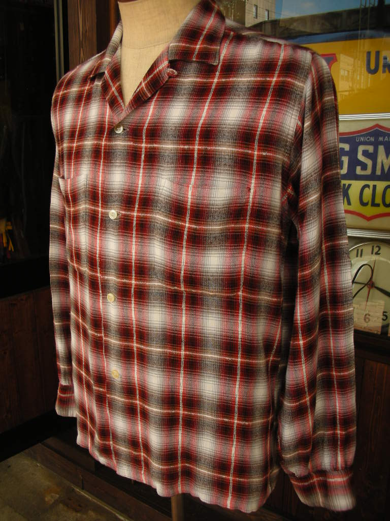 1950'S〜 PENNEY'S TOWNCRAFT SHADOW PLAID RAYON SHIRT SZ/M - ROCK-A