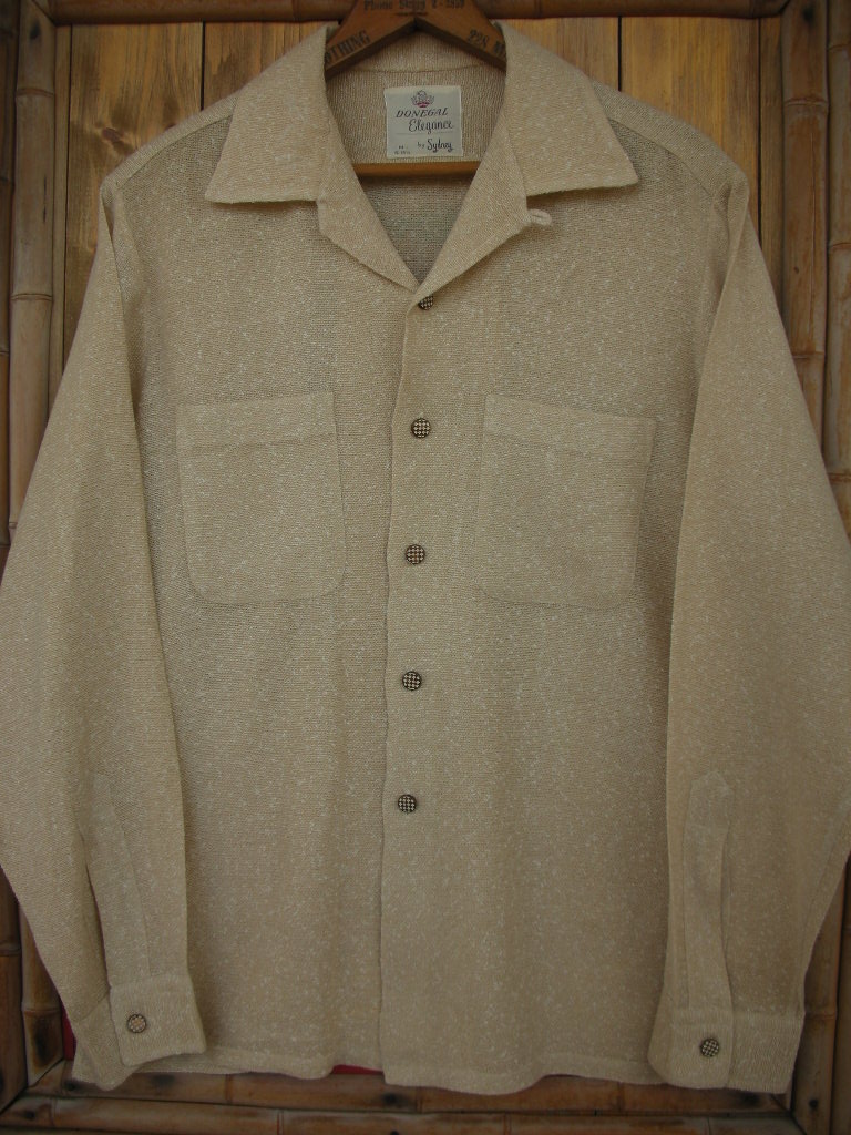 1950'S DONEGAL ELEGANCE FLECK RAYON ACETATE SHIRT LS/MED - ROCK-A