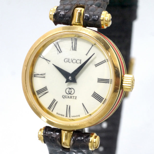 OLD Gucci サイドシェリーミニ腕時計（リザード/濃茶） – Vintage Shop