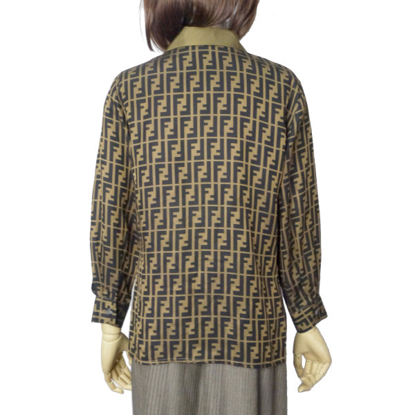 FENDI vintageズッカ柄シャツブラウス（茶） – Vintage Shop Rococo