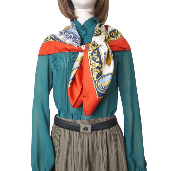 OLD CELINE ゴージャスプリント大判シルクスカーフ（赤系） – Vintage