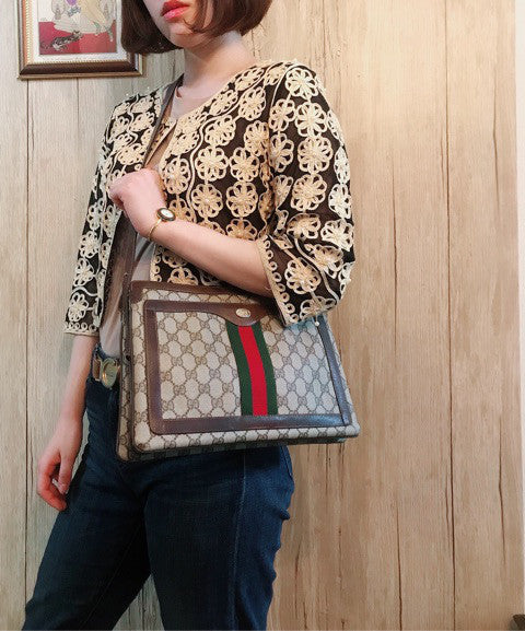 OLD Gucci 2WAY シェリーライン3層ショルダー（茶） – Vintage Shop Rococo