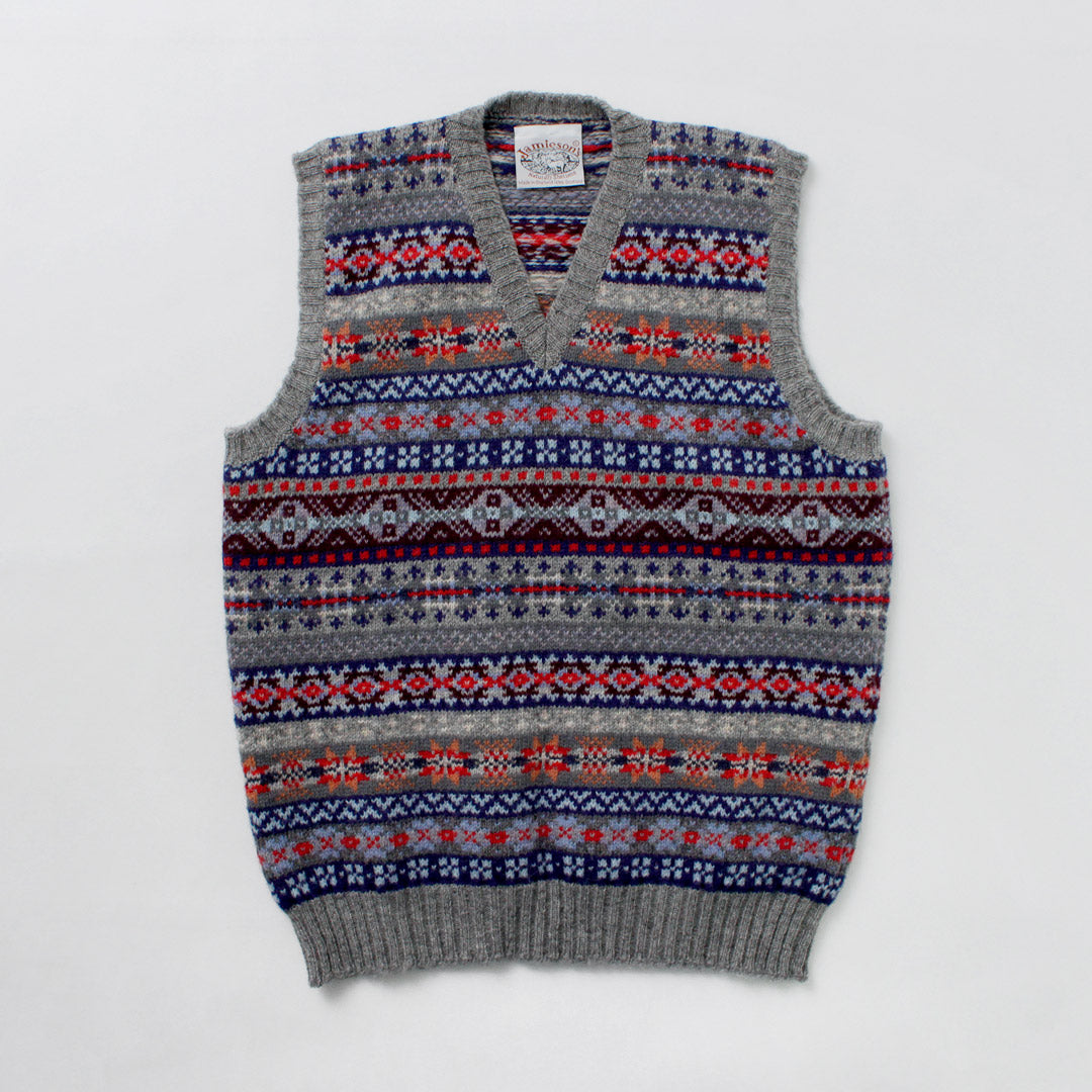JAMIESONS (ジャミーソンズ） フェアアイル Vネック ベスト / メンズ