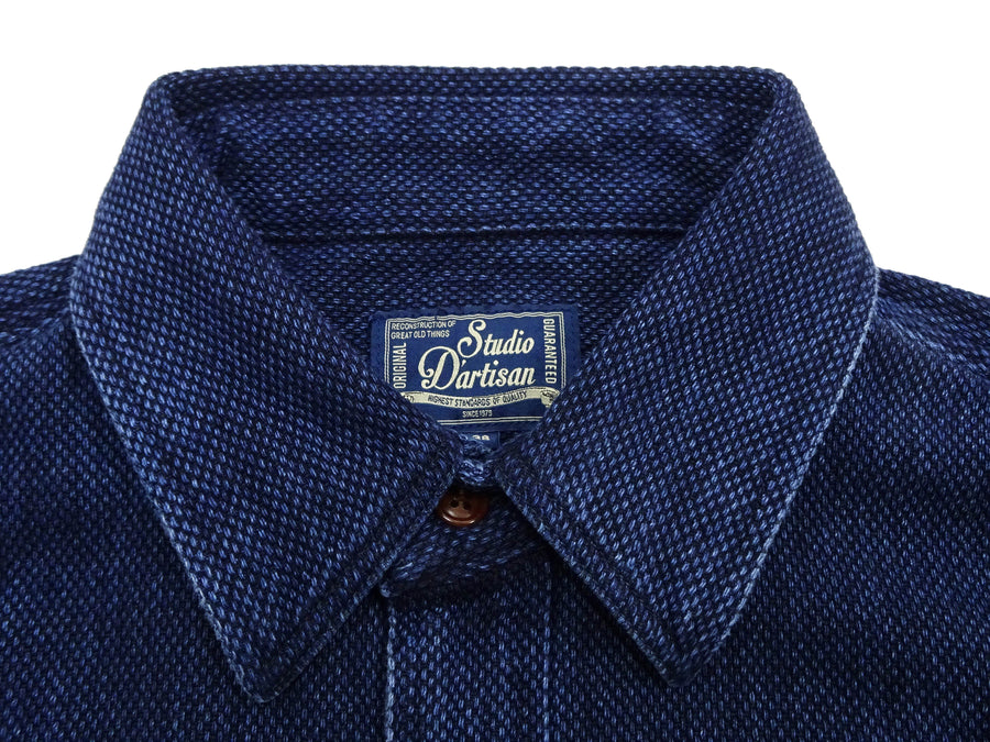 Studio D'artisan Indigo Sashiko Shirt SDA Men's Casual Long Sleeve