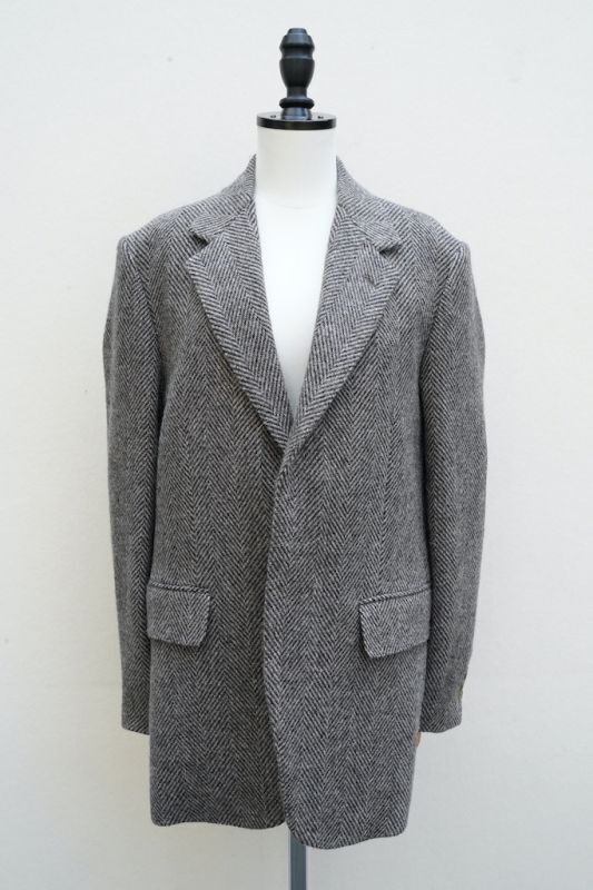 AURALEE LAMA SHETLAND WOOL TWEED OVER JACKET col. KHAKI TWEED - rollot