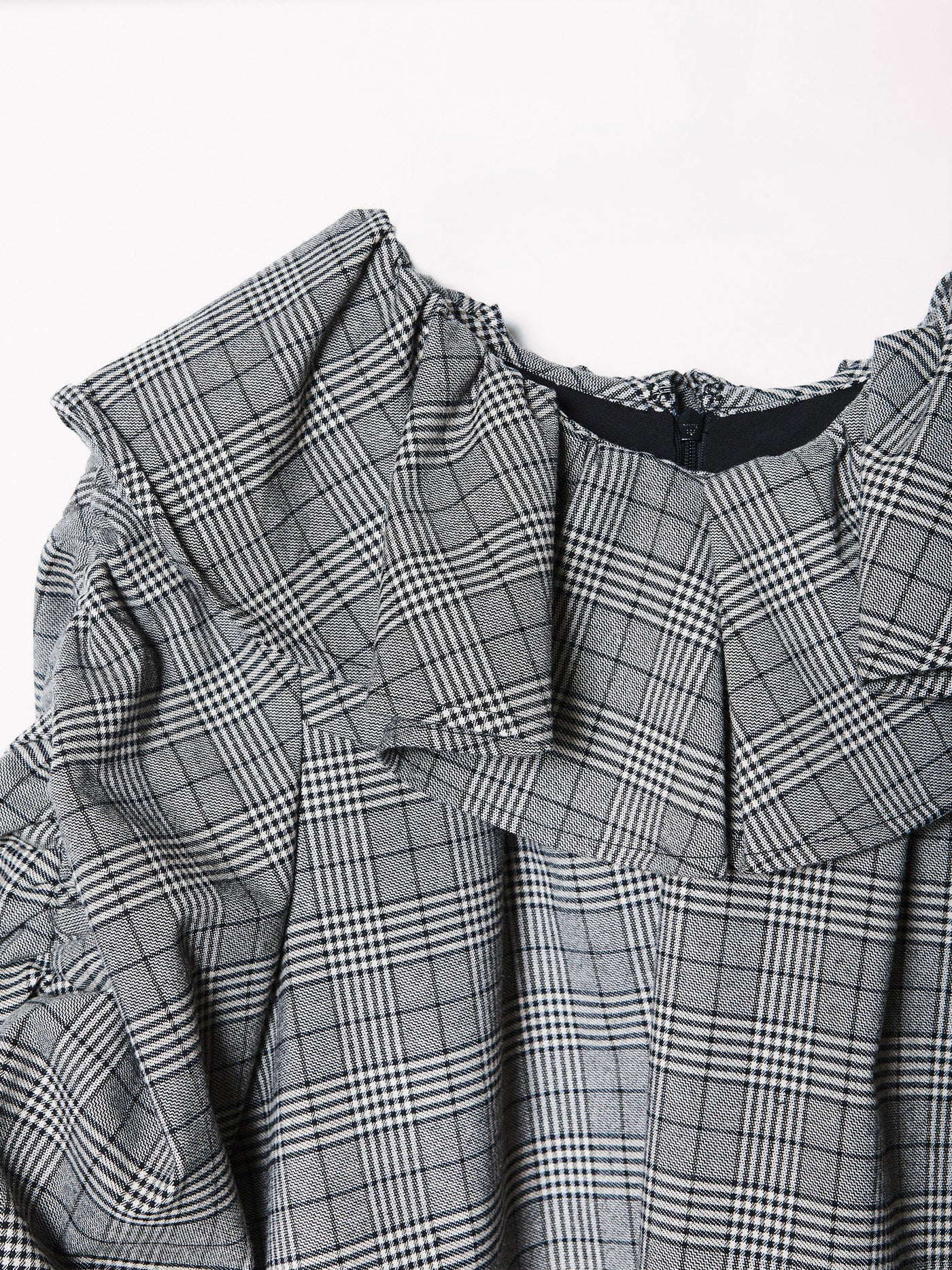 ROSY LUCE FRILL DESIGN CHECK MINI DRESS