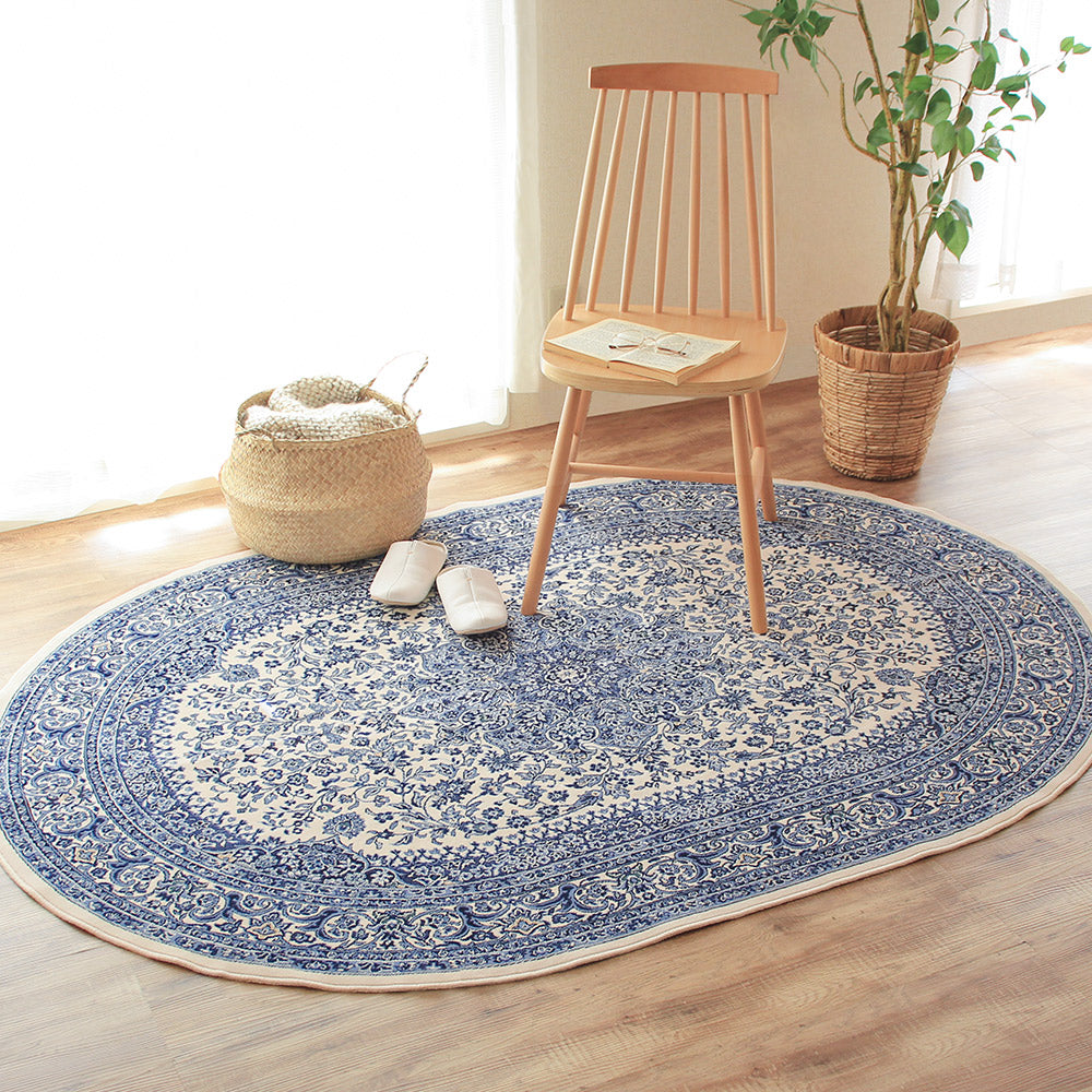 日本製 モケットラグ シャトー 楕円形130×185cm｜ペルシャ絨毯風