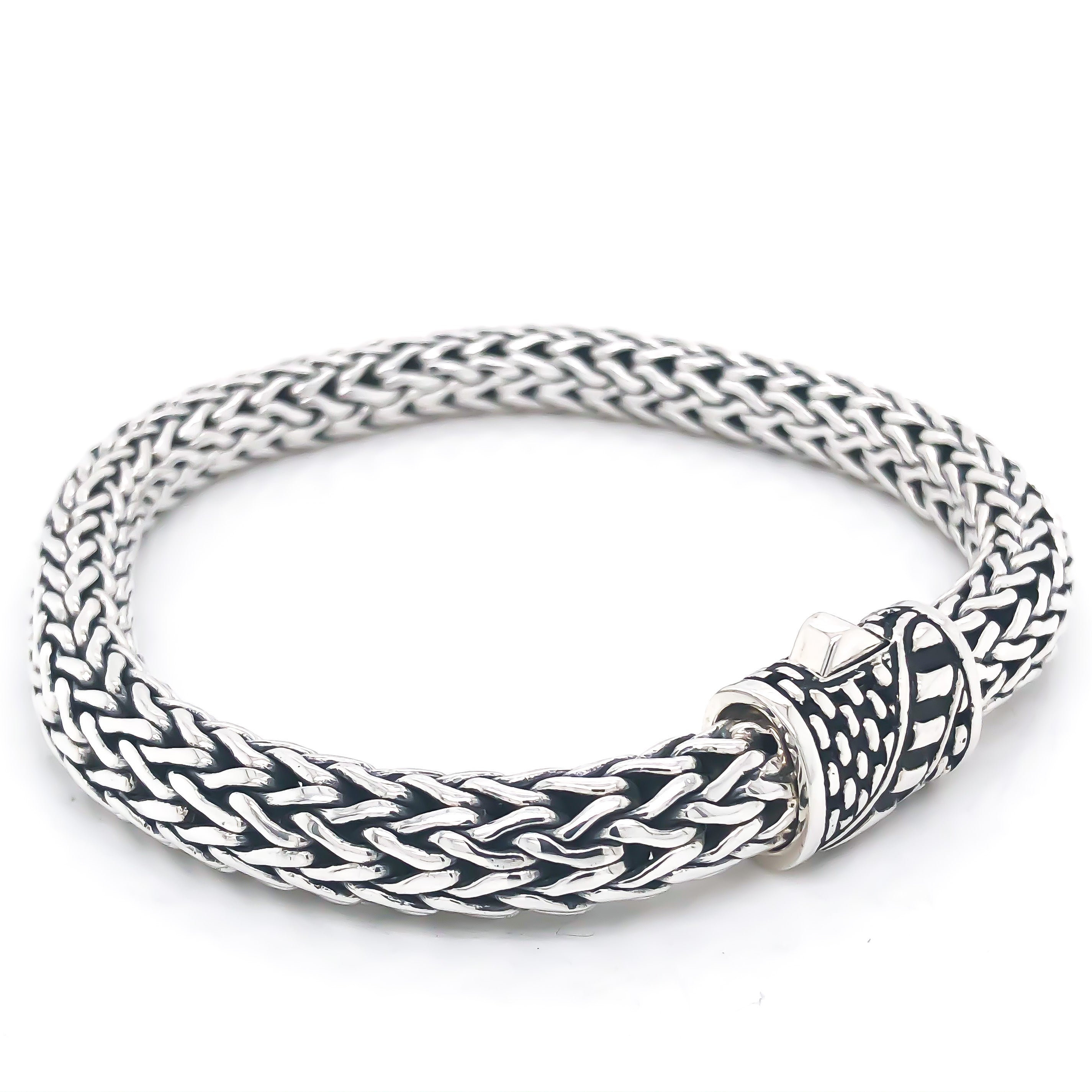 8mm Handcrafted Sterling Silver Bracelet - Vintage Weave - Unisex