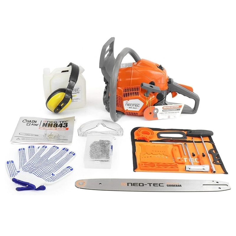 NEOTEC 43cc Gas Chainsaw NH843 with 16 Inch Guide Bar and Chain