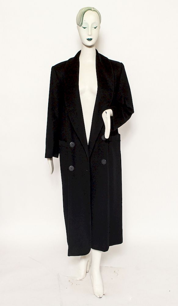 Christian Dior Loro Piana Black Cashmere Long Coat sold at auction