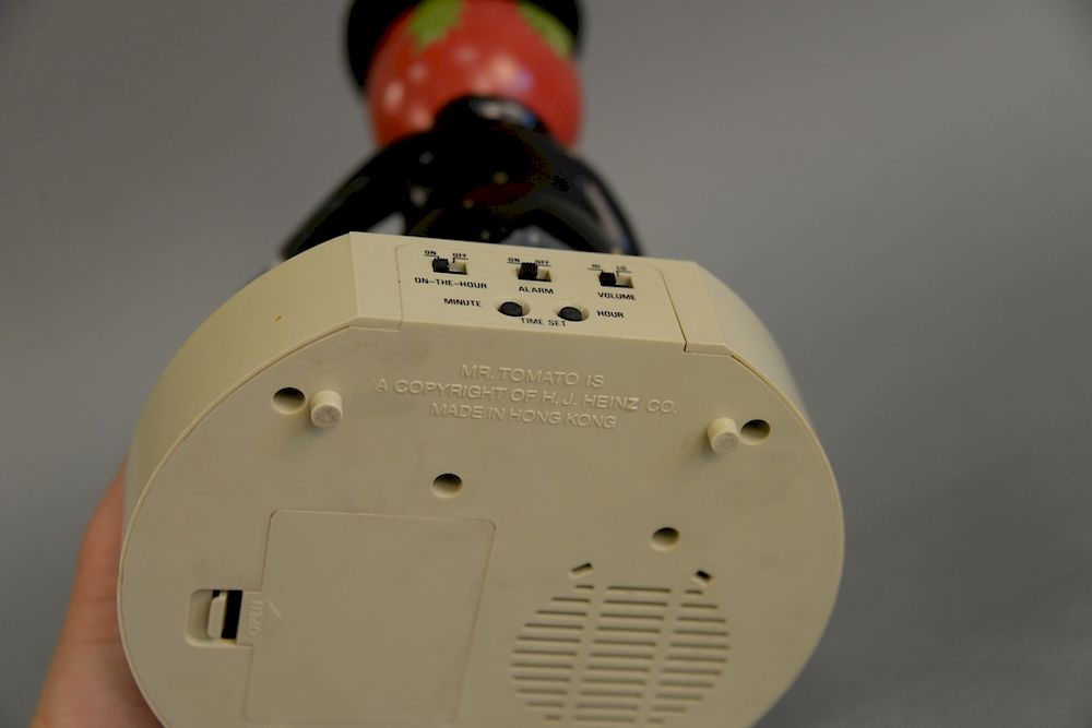 Heinz Tomato man talking alarm clock. ht. 9 1/4 in. sold at