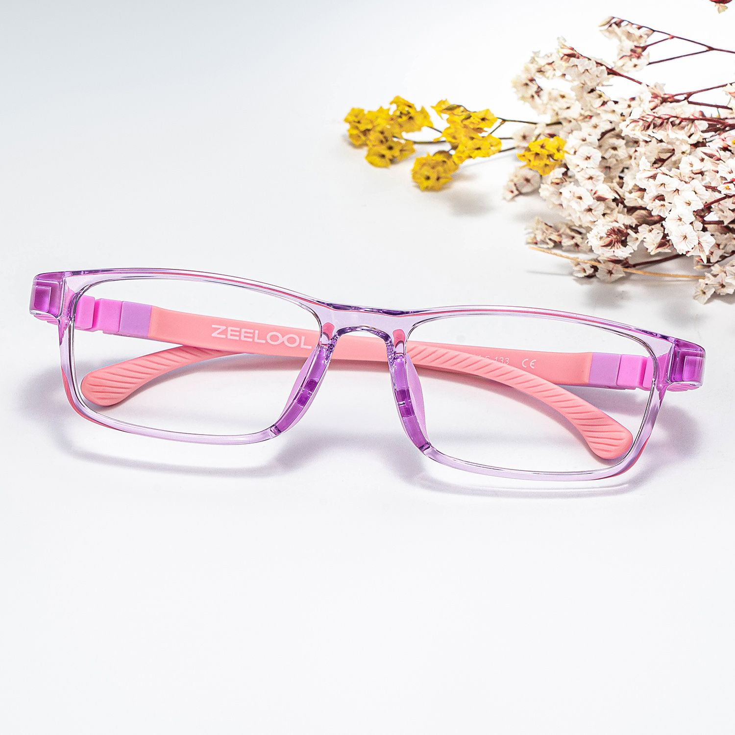 Arddin Rectangle Purple Frame Eyeglasses for Tweens