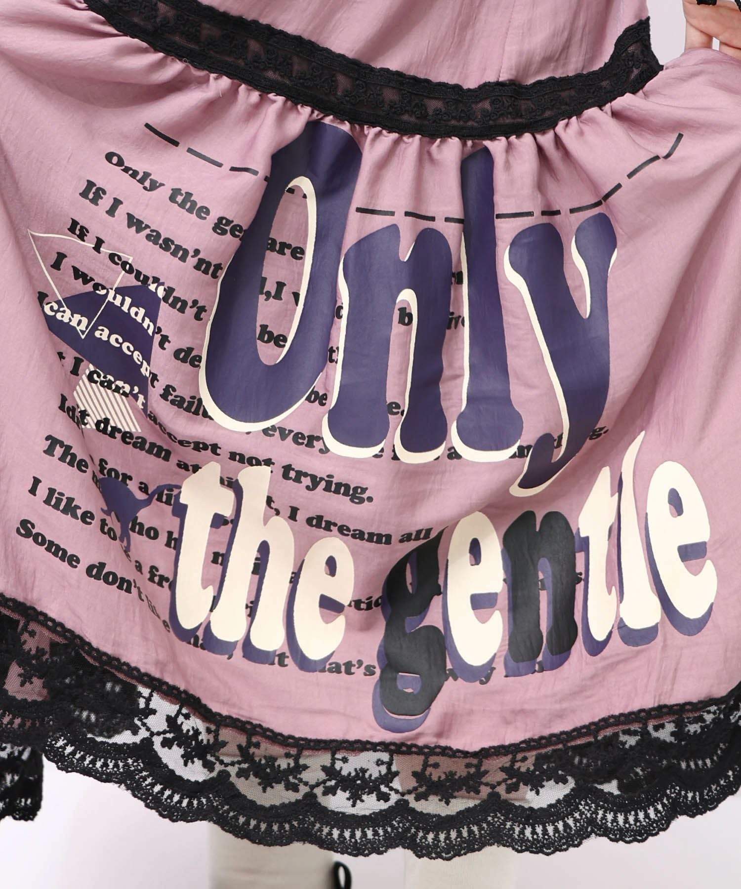 153608：スカラーグラフィック柄 レース×サテンスカートの通販-ScoLar