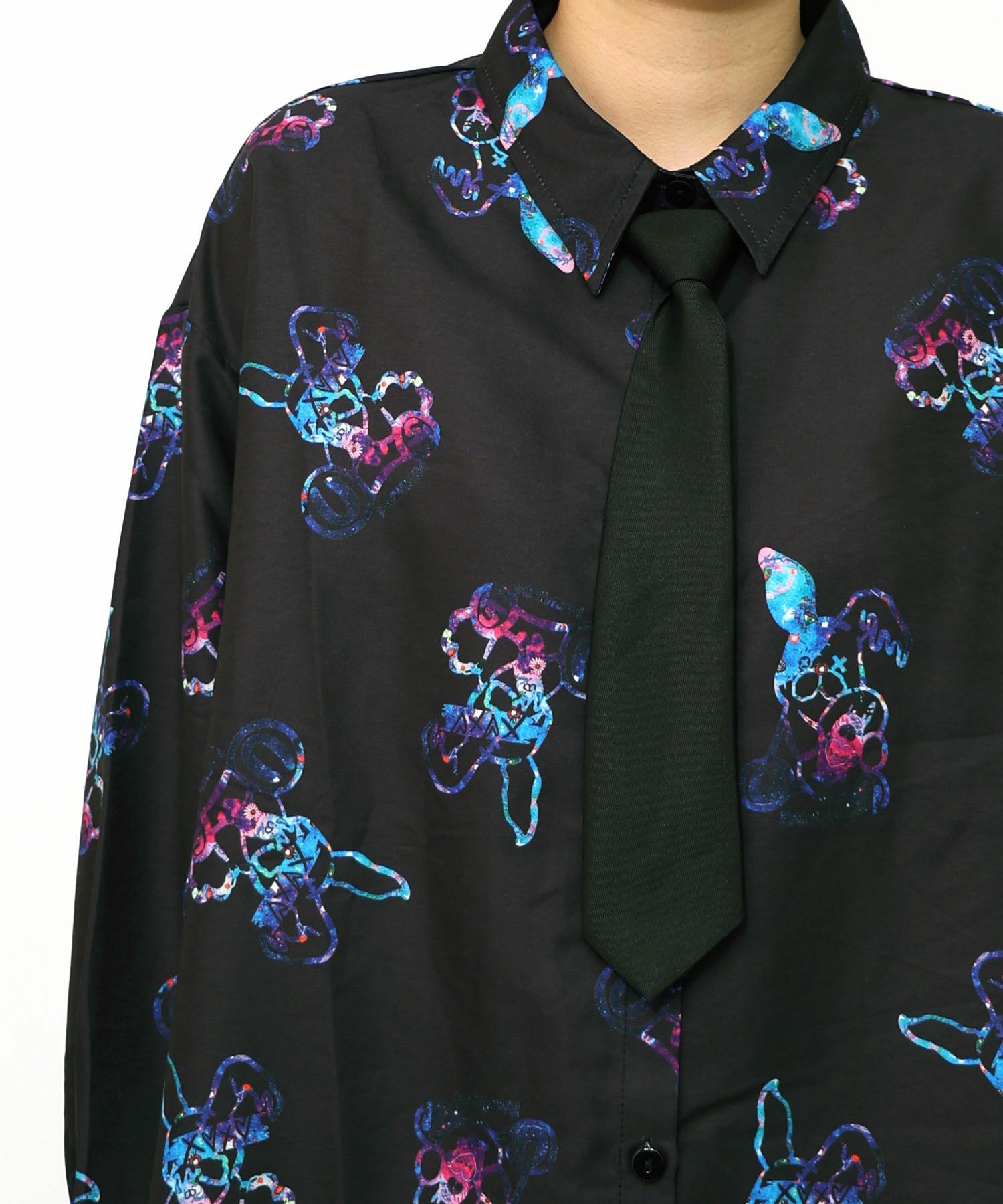 153634：パチうさ×ラビル柄 ネクタイ付きシャツの通販-ScoLar