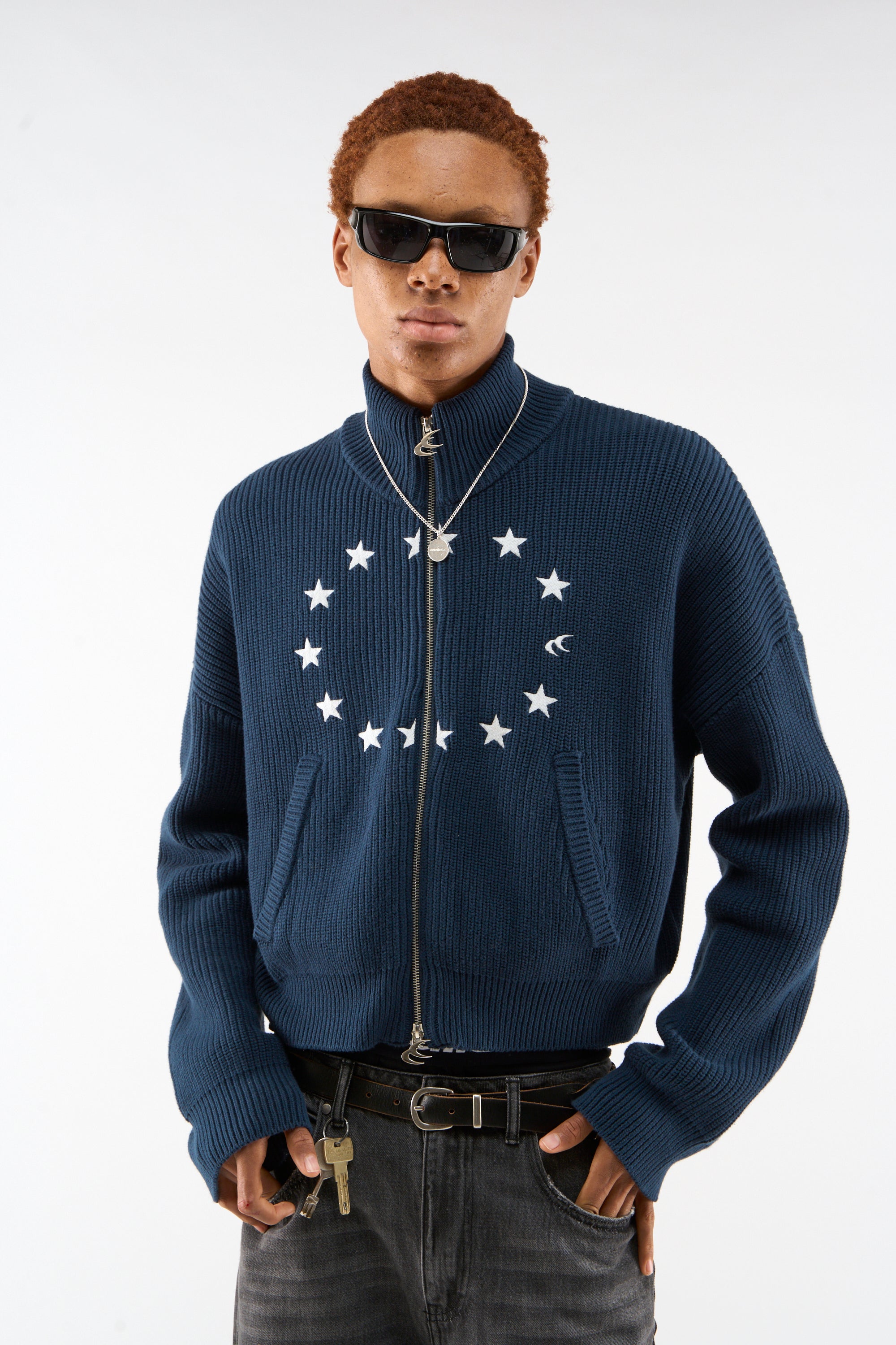 Ea Navy Blue Knit Zipper – Scuffers