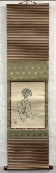 竹久夢二「女性画」素描 掛軸 紙本 肉筆 Ukiyoe Yumeji Takehisa