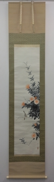 永田春水【花鳥図】肉筆 紙本 共箱 掛軸（荒木寛畝・寺崎広業・結城素