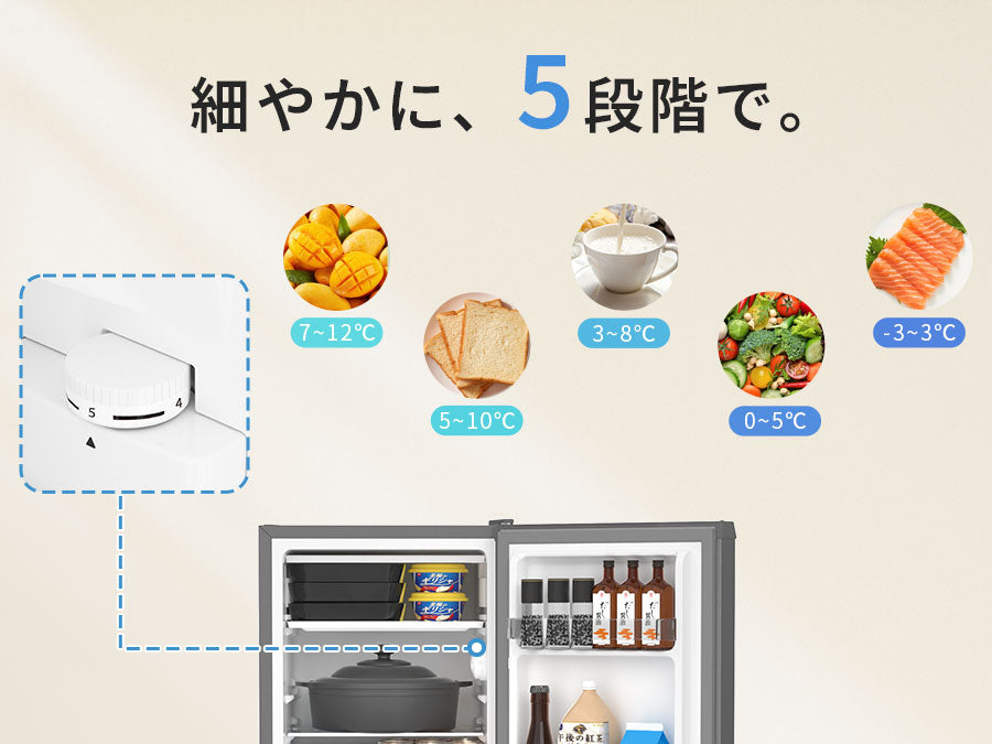 SAMKYO 冷蔵庫 一人暮らし用 95L 小型 スリム 幅44.4cm 直冷式 右開き