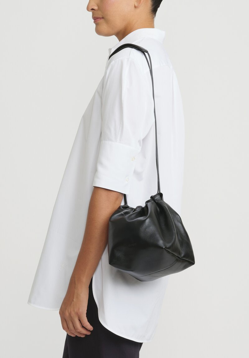 Jil Sander Nappa Leather Dumpling Shoulder Bag in Black | Santa Fe