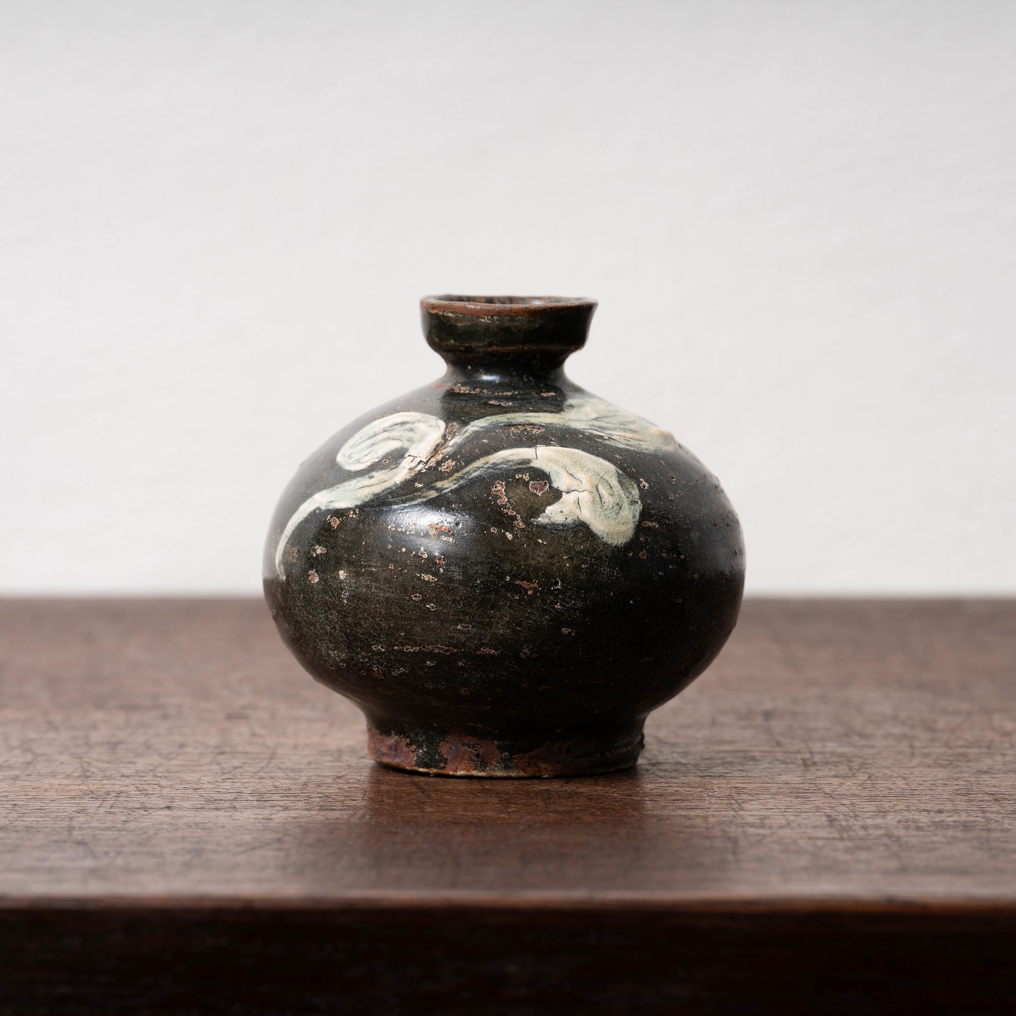 黒釉李朝油壺 木箱付き アウトレット ショップ 通販ホビー・楽器