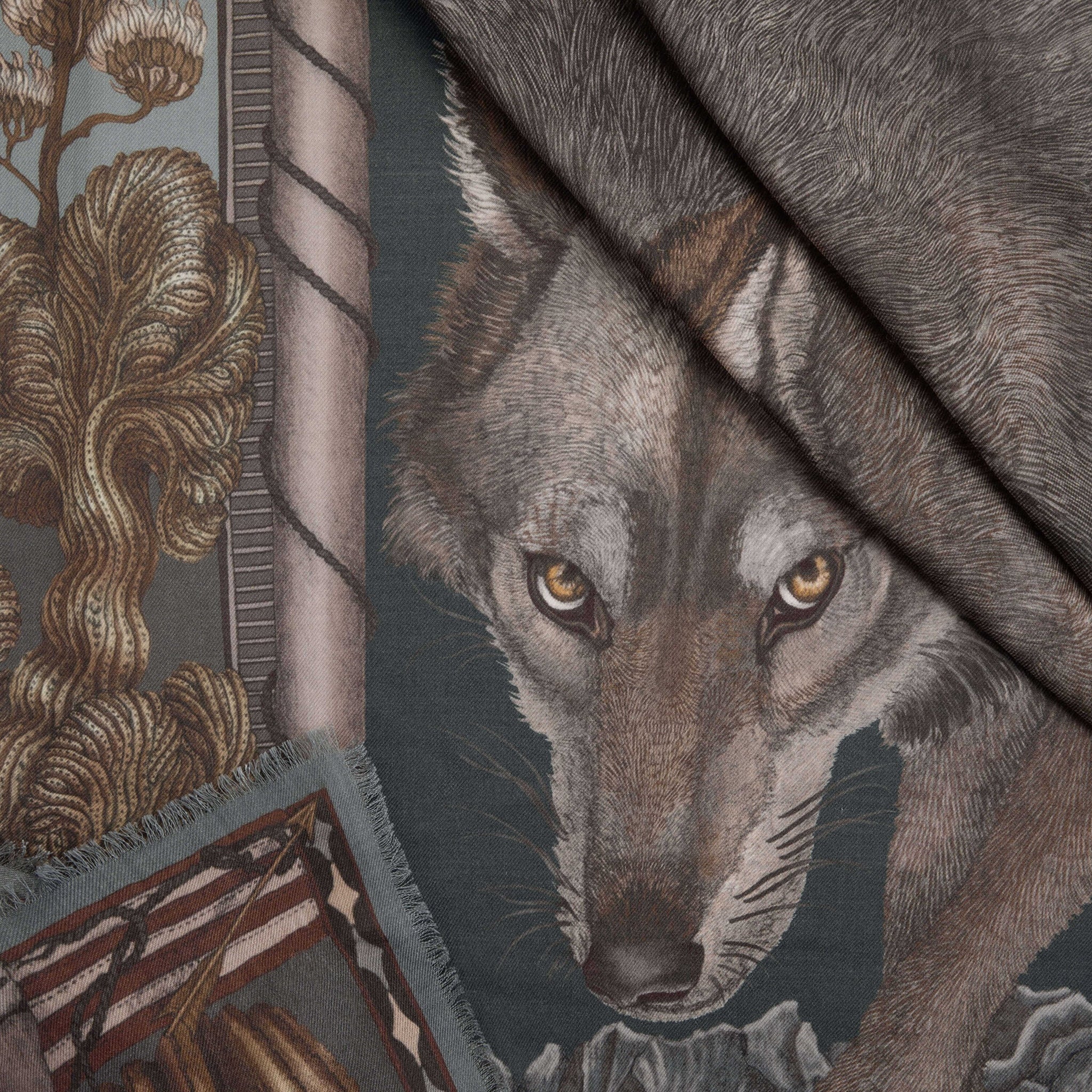 The Wolf You Feed Wool Silk Shawl in Desert Dawn | Sabina Savage