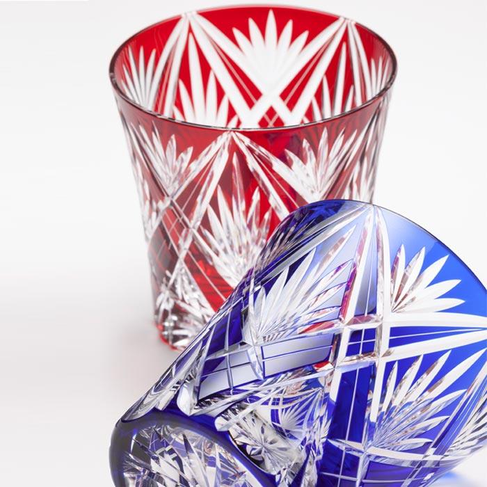 M-1438-B 剣矢来笹の葉文様 天開オールド ルリ – 硝子工房 彩鳳