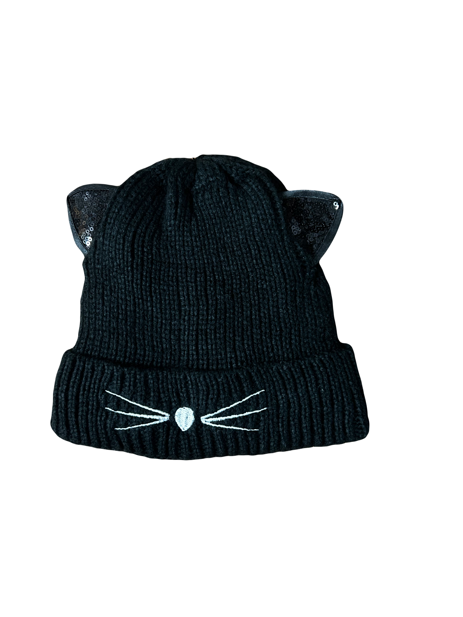Black Cat Glitter Beanie - Salem Witch Museum