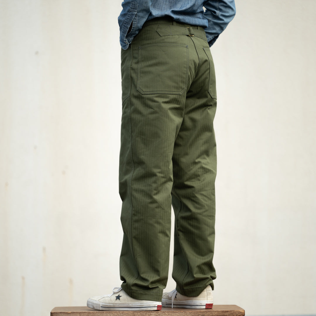 US Army Work Pants Threne Vat Dye Herringbone olive – BONCOURA