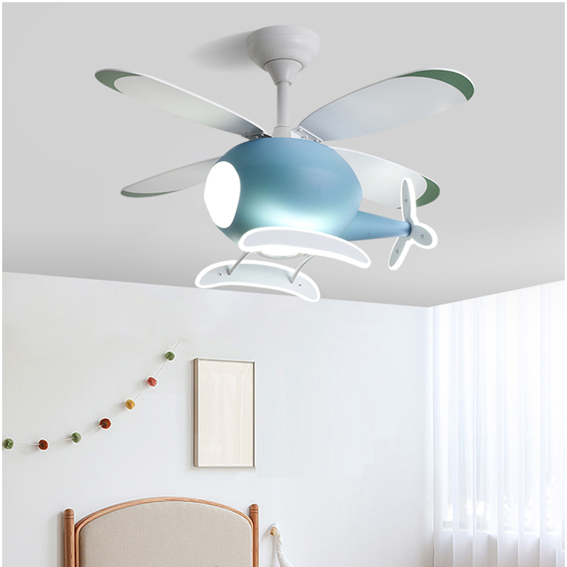 子供部屋用モダンLED天井ファンライト リモコン付き 3色変更可
