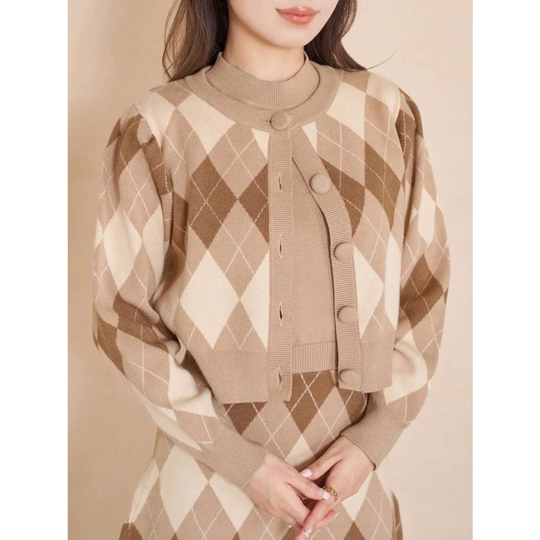 ダーリッチ Darich アーガイルチェックニットアンサンブル （ピンク