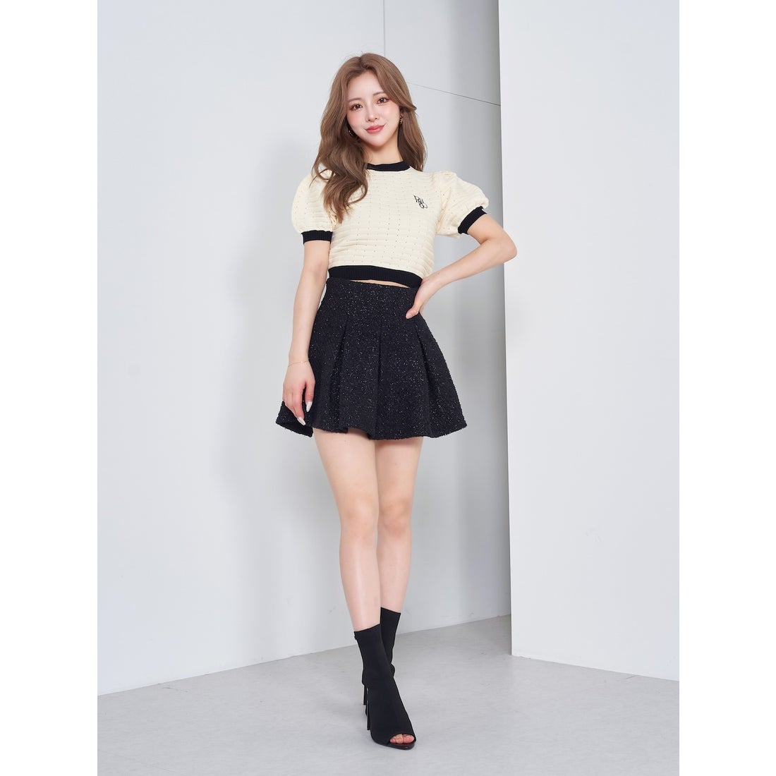 ダーリッチ Darich ラメツイードハイウエストフレアスカート