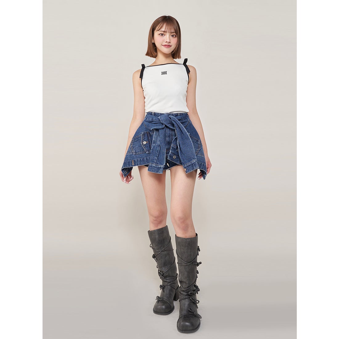 ダーリッチ Darich ドッキングデザインデニムショートパンツ （ブルー