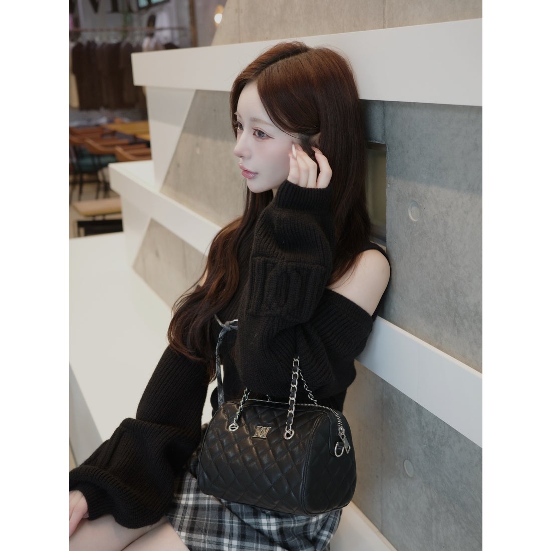 ダーリッチ Darich ドッキングミドルウエストニットミニワンピース