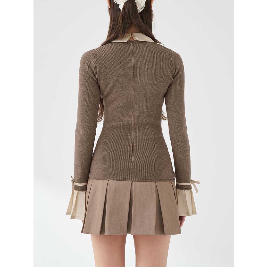 ダーリッチ Darich シャツドッキングプリーツミニワンピース （グレー