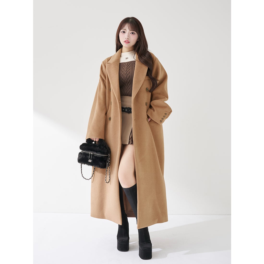 ダーリッチ Darich ダブルロングチェスターコート （グレー） -靴