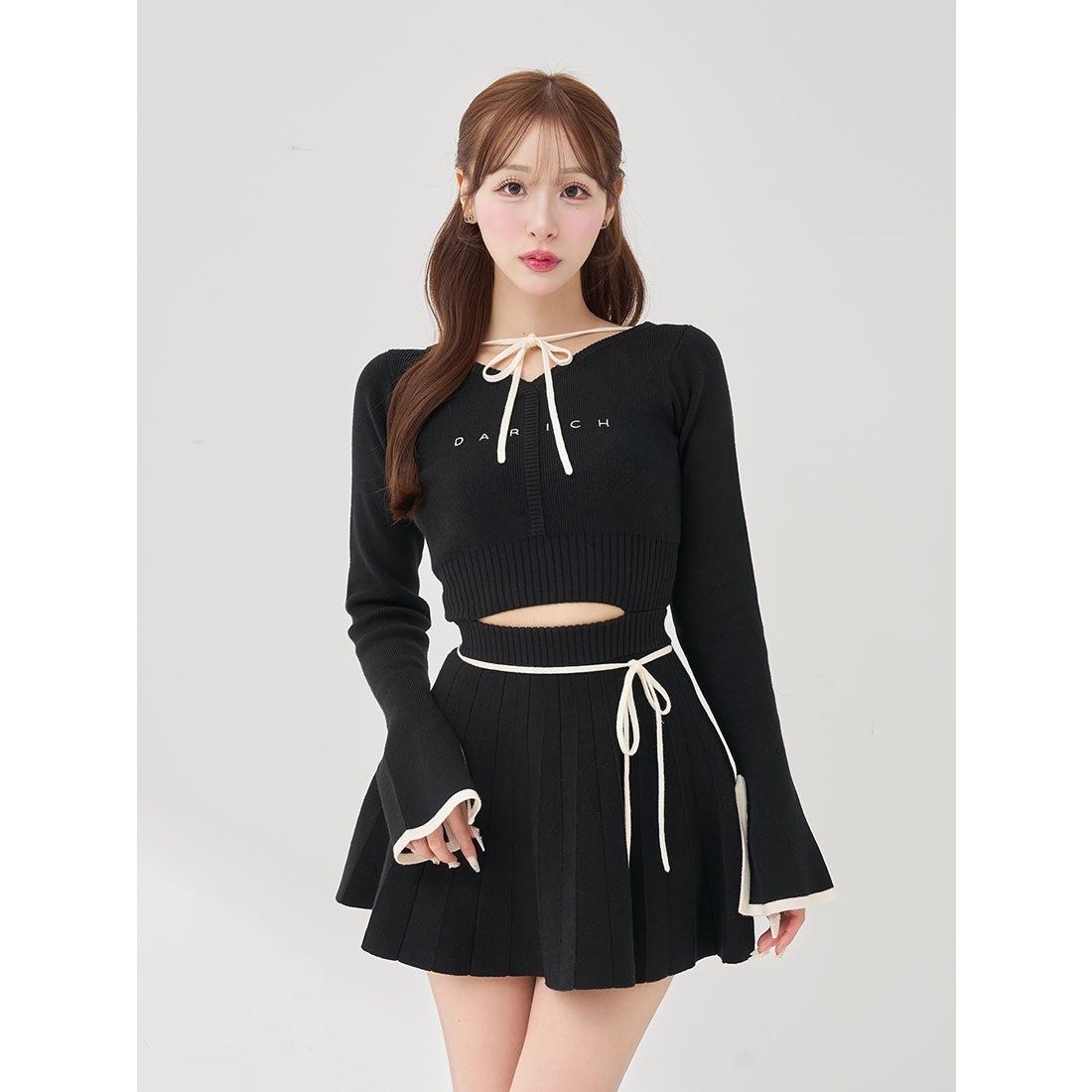 ダーリッチ Darich ウエストオープンリボンデザインニットミニ