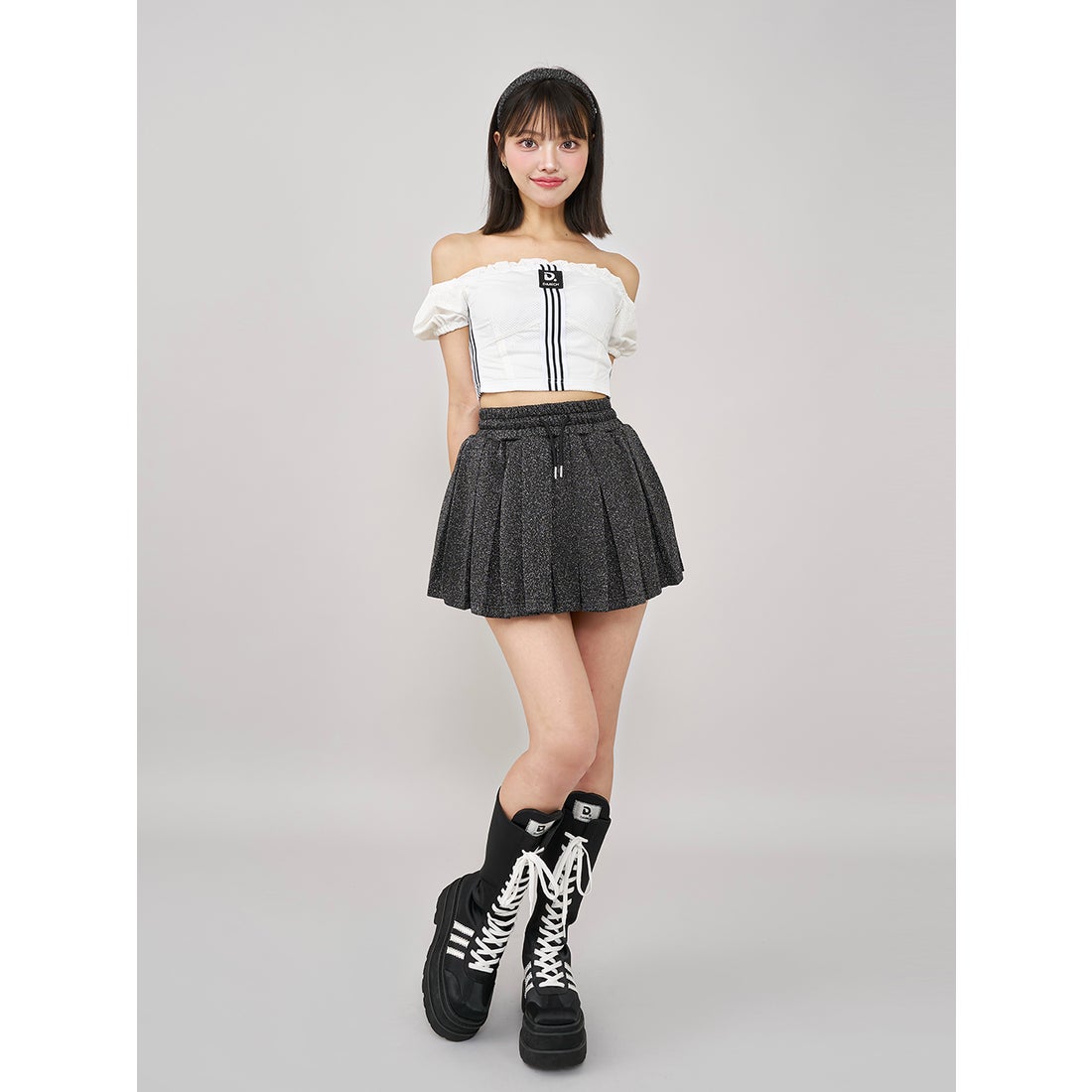 ダーリッチ Darich ラメスウェットボックスプリーツミニスカート