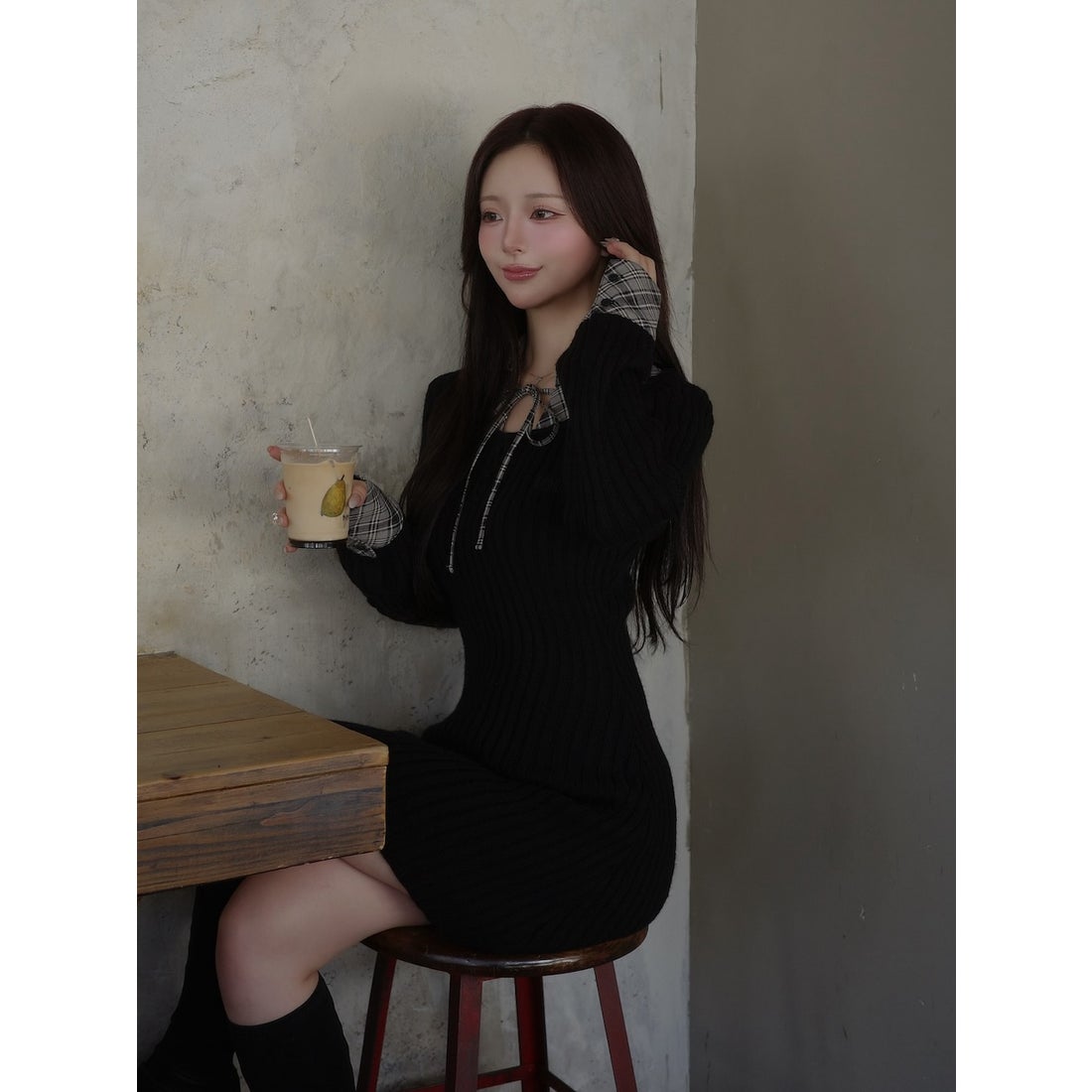 ダーリッチ Darich レイヤードライクニットミニワンピース （ベージュ