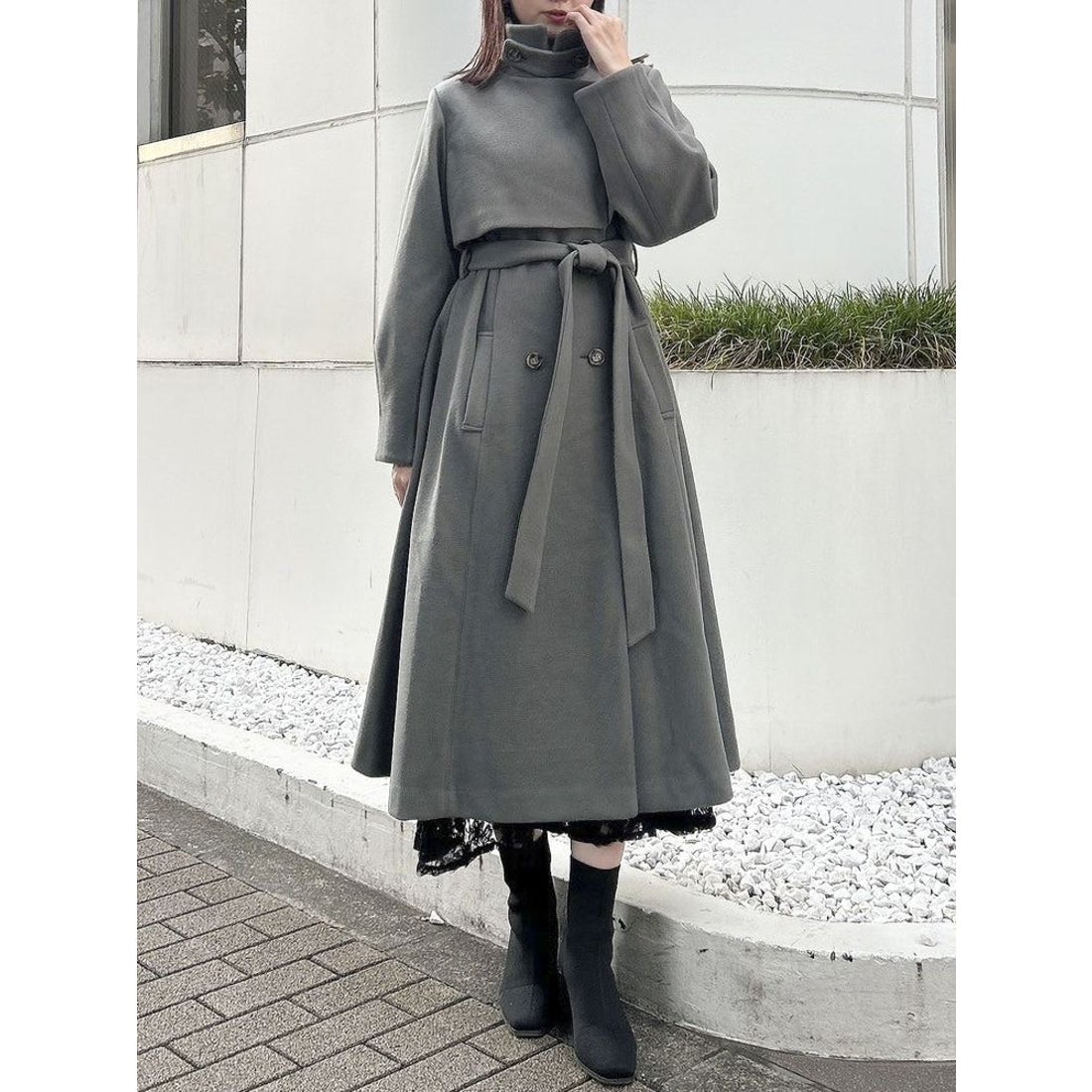 ダズリン dazzlin 2WAYカラーレディコート （チャコールグレー） -靴