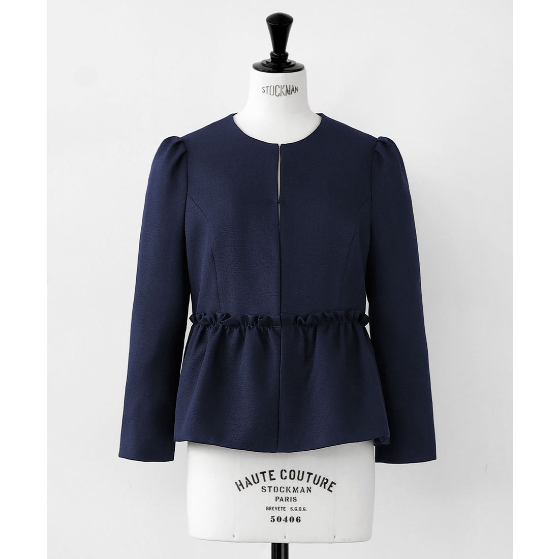 フロリア Flolia ツイードペプラムノーカラージャケット タイト