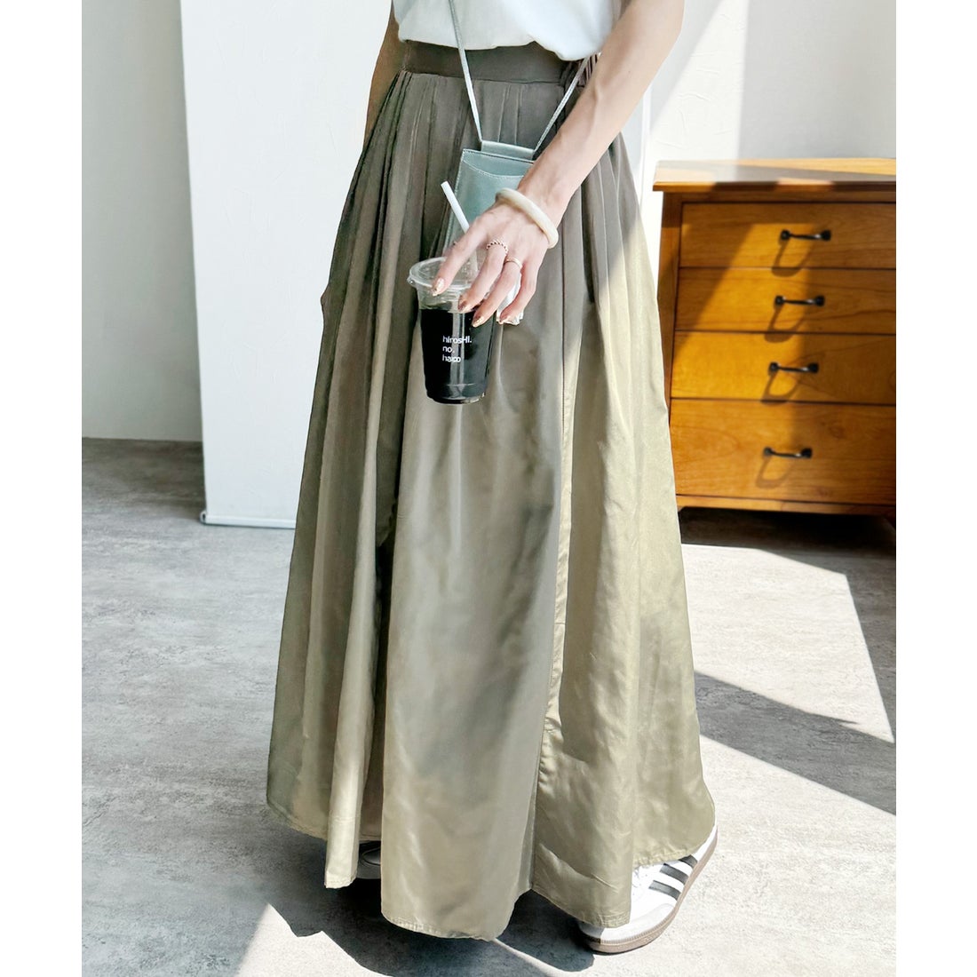 レカ reca タフタボリュームフレアスカート(bel－hr－0618) （カーキ