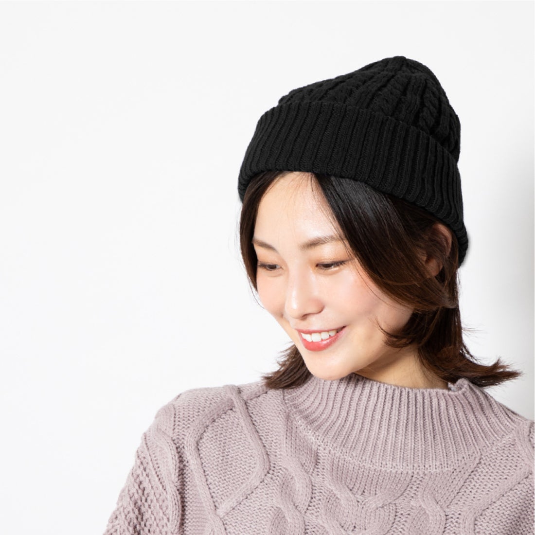 エクレボ exrevo ニット帽 レディース 「 ふわもち触感 ケーブル編み
