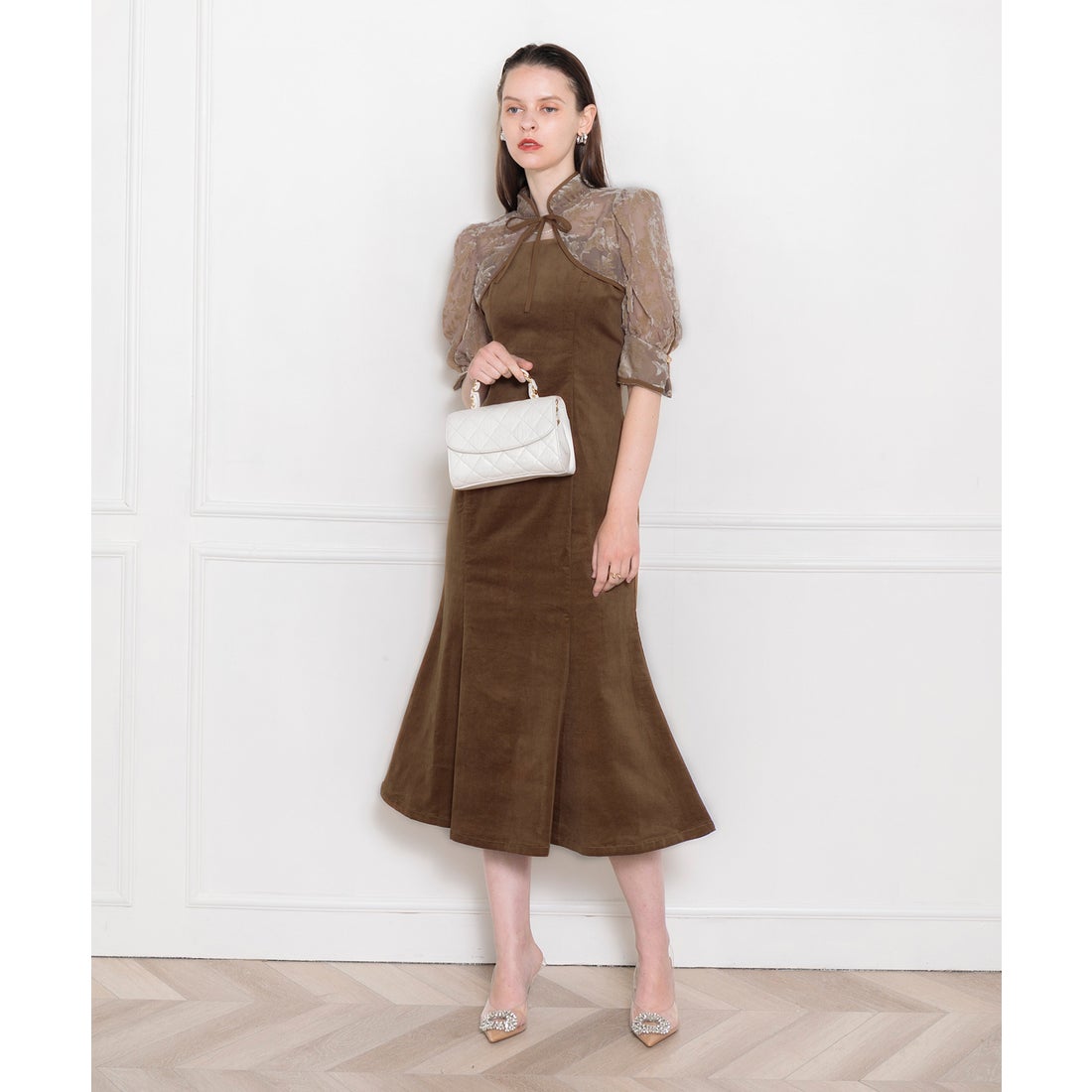 レジャ Leja 花柄ボレロマーメイドワンピースセットアップロング