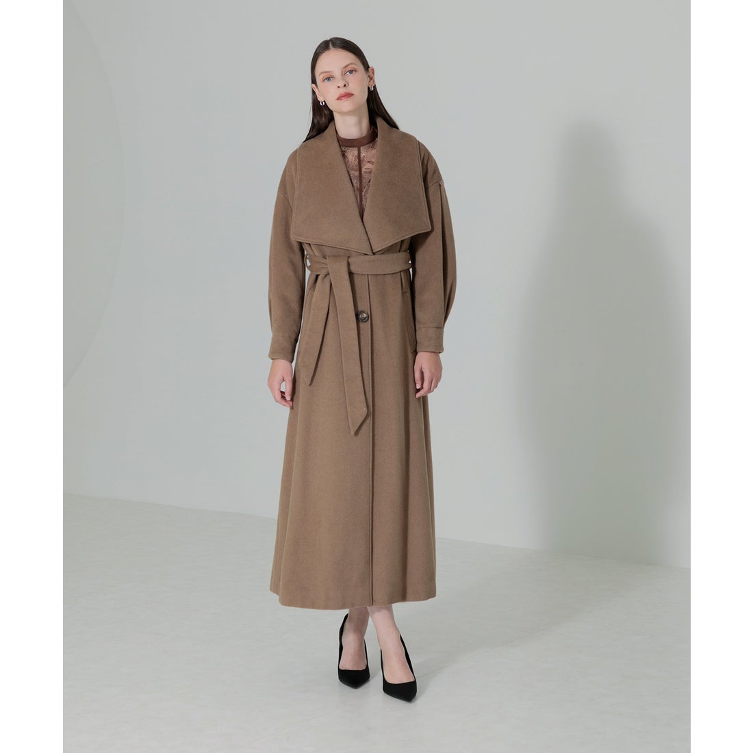 レジャ Leja ドレスに合うアウター ウールライクビッグカラーロング